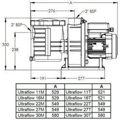 Pompe à Filtration 2 Cv, 27m3/h Mono - Ultraflow 27m - Pentair -Pompe et filtre de piscine Soldes 12861279 2