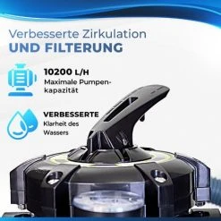 Tillvex Système De Filtre à Sable 10 M³/h Bleu – 5 Fonctions De Filtration | Filtre De Piscine Avec Indicateur De Pression | Filtre à Sable Pour Les Bassins Aquatiques Et Les Piscines -Pompe et filtre de piscine Soldes 31950708 4