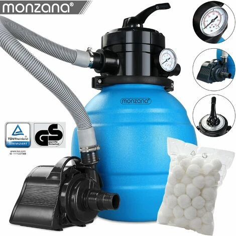 MONZANA Pompe Filtre à Sable 4.500 L/h Système Filtration Piscine Boules Filtrantes 320g 2 MONZANA Pompe Filtre à Sable 4.500 L/h Système Filtration Piscine Boules Filtrantes 320g