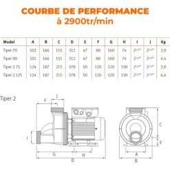 ESPA Bomba Spa Spa O Piscina Pequeña TIPER2 125M 1,25HP 22m3 / H -Pompe et filtre de piscine Soldes 36767067 3