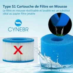 BARES Cartouches De Filtre Type S1 Pour Jacuzzi Intex 29001 E Pure Spa, Éponge Filtrante Type S1,Filtre En Mousse à Cartouche éponge Lavable Pour Piscines,Jardin Extérieur.((8) -Pompe et filtre de piscine Soldes 42948546 2