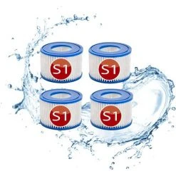 HIASDFLS Cartouches De Filtre De Rechange Piscine Pour Intex S1, Filtre À Pour Remous Pour Purespa 29001E,Filtre Spa - Cartouches De Rechange Pour Piscine,Spa,Baignoire (4Pièces)