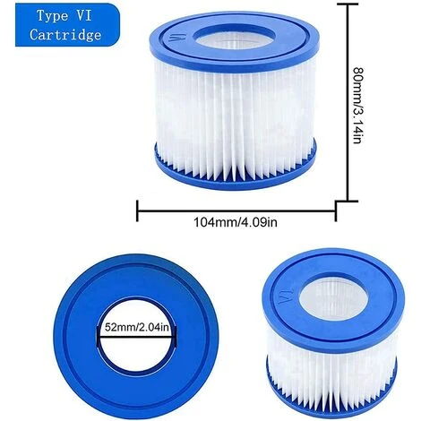 HIASDFLS Lot De 4 Cartouches Filtrantes Pour Piscine Bestway Pool Vi - Filtre De Rechange Pour Piscine Bestway - Bleu 4 HIASDFLS Lot De 4 Cartouches Filtrantes Pour Piscine Bestway Pool Vi - Filtre De Rechange Pour Piscine Bestway - Bleu – Image 2