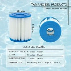 VERSAILLESFR Cartouche Filtre Piscine Type I Pour Bestway Pompe De Piscine, Filtre Cartouche Type I, Cartouches Type I Pour Bestway 4 Pièces -Versailles -Pompe et filtre de piscine Soldes 51766373 2