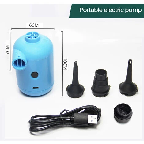 MERKMAK Mini Pompe A Air Electrique Pour Pataugeoire, Pompe A Air Rapide Portable Usb Pour Anneau De Natation Pour Enfant, Gonfleur Et Deflateur A 3 Buses 4 MERKMAK Mini Pompe A Air Electrique Pour Pataugeoire, Pompe A Air Rapide Portable Usb Pour Anneau De Natation Pour Enfant, Gonfleur Et Deflateur A 3 Buses – Image 2