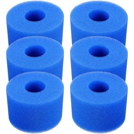 BARES Lot De 6 Cartouches De Filtre De Piscine Réutilisables Et Lavables En Mousse Pour Jacuzzi Type S1 (bleu) 3 BARES Lot De 6 Cartouches De Filtre De Piscine Réutilisables Et Lavables En Mousse Pour Jacuzzi Type S1 (bleu)