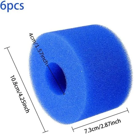 BARES Lot De 6 Cartouches De Filtre De Piscine Réutilisables Et Lavables En Mousse Pour Jacuzzi Type S1 (bleu) 4 BARES Lot De 6 Cartouches De Filtre De Piscine Réutilisables Et Lavables En Mousse Pour Jacuzzi Type S1 (bleu) – Image 2