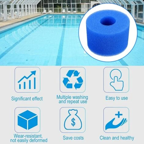 BARES Lot De 6 Cartouches De Filtre De Piscine Réutilisables Et Lavables En Mousse Pour Jacuzzi Type S1 (bleu) 7 BARES Lot De 6 Cartouches De Filtre De Piscine Réutilisables Et Lavables En Mousse Pour Jacuzzi Type S1 (bleu) – Image 5