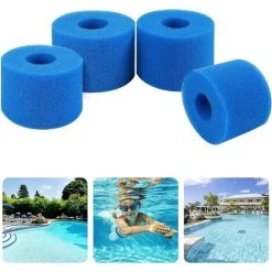 LONGZIMING Éponge Filtrante Type S, Mousse Pour Filtre Piscine, Filtre Piscine Lavable Reutilisable, Filtre Éponge Cartouche, Filtre Spa Reutilisable （4 Pièces）