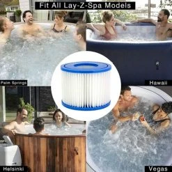 LONGZIMING Cartouche Filtrante VI Pour Bestway, Hot Tub Filtre, Cartouches De Filtre De Piscine Pour Lay-Z-Spa, Paris, Miami, Vegas, Monaco, Palm Springs, 2 Filtres -Pompe et filtre de piscine Soldes 56762740 2