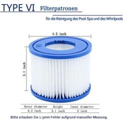 LONGZIMING Lot De 8 Cartouches Filtrantes Pour Piscine De Type VI Pour Bestway Taille 6-58323 -Pompe et filtre de piscine Soldes 56762755 2