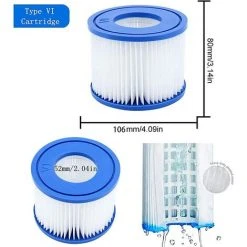 ALMI Cartouches Filtrantes De Rechange Pour Bestway VI, Filtre Cartridge VI Pour Miami, Pour Vegas, Pour Monaco-Taille, Pour Bestway 58323, 58239, 90352E (4 Pièces) -Pompe et filtre de piscine Soldes 57115377 2