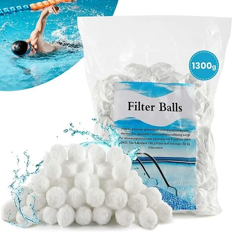 TANABATA Balles Filtrantes 1300g Boules De Filtre De Piscine, Alternative Pour 46 Kg Sable Filtrant Sable De Quartz, Média Filtre à Fibres Pour Piscine, Convient à Divers Systèmes De Filtration 3 TANABATA Balles Filtrantes 1300g Boules De Filtre De Piscine, Alternative Pour 46 Kg Sable Filtrant Sable De Quartz, Média Filtre à Fibres Pour Piscine, Convient à Divers Systèmes De Filtration