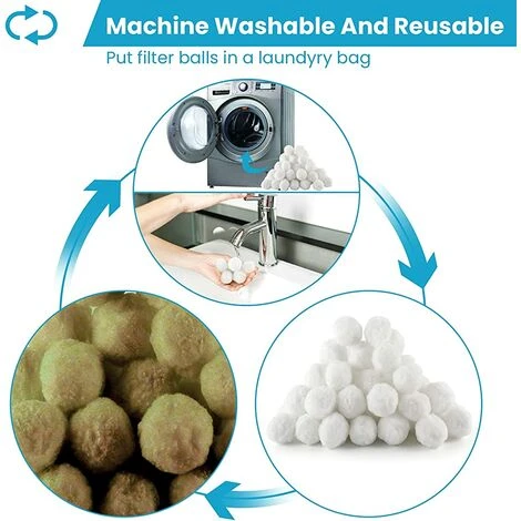 TANABATA Balles Filtrantes 1300g Boules De Filtre De Piscine, Alternative Pour 46 Kg Sable Filtrant Sable De Quartz, Média Filtre à Fibres Pour Piscine, Convient à Divers Systèmes De Filtration 5 TANABATA Balles Filtrantes 1300g Boules De Filtre De Piscine, Alternative Pour 46 Kg Sable Filtrant Sable De Quartz, Média Filtre à Fibres Pour Piscine, Convient à Divers Systèmes De Filtration – Image 3