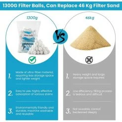 TANABATA Balles Filtrantes 1300g Boules De Filtre De Piscine, Alternative Pour 46 Kg Sable Filtrant Sable De Quartz, Média Filtre à Fibres Pour Piscine, Convient à Divers Systèmes De Filtration 10 TANABATA Balles Filtrantes 1300g Boules De Filtre De Piscine, Alternative Pour 46 Kg Sable Filtrant Sable De Quartz, Média Filtre à Fibres Pour Piscine, Convient à Divers Systèmes De Filtration -Pompe et filtre de piscine Soldes 57756046 4
