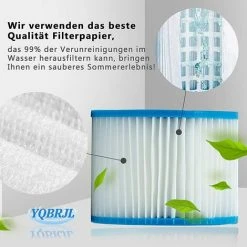 TANABATA Pour Le Filtre De Bestway Insert VI, Filtre De Remplacement Du Filtre Pour Lay-z-spa Miami, Pour Vegas, Pour MONACO.Filtre Pour La Bestway VI Pools Cartouche Filtrante, Taille 6-58323 (4pcs) -Pompe et filtre de piscine Soldes 58385760 5