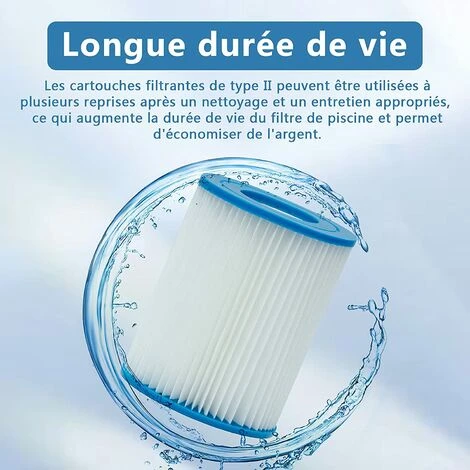 AOUGO Filtre De Piscine Pour Bestway Type II, Accessoires De Filtre De Piscine Gonflable De Rechange Pour Spa, Filtre De Piscine Pour Jardin Extérieur, Cartouche Lavable Et Réutilisable, 4,17 X 5,35 Pouces (4 PCS) 3 AOUGO Filtre De Piscine Pour Bestway Type II, Accessoires De Filtre De Piscine Gonflable De Rechange Pour Spa, Filtre De Piscine Pour Jardin Extérieur, Cartouche Lavable Et Réutilisable, 4,17 X 5,35 Pouces (4 PCS) – Image 2