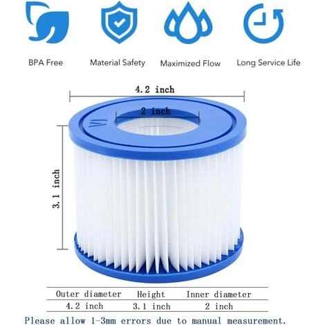 GDRHVFD 12Pcs Cartouches Filtrantes Pour Piscine De Type Vi Pour Bestway Taille 6-58323 4 GDRHVFD 12Pcs Cartouches Filtrantes Pour Piscine De Type Vi Pour Bestway Taille 6-58323 – Image 2