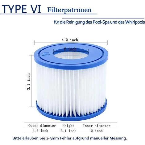 GDRHVFD 4Pcs Cartouches Filtrantes Pour Piscine De Type Vi Pour Bestway Taille 6-58323 4 GDRHVFD 4Pcs Cartouches Filtrantes Pour Piscine De Type Vi Pour Bestway Taille 6-58323 – Image 2
