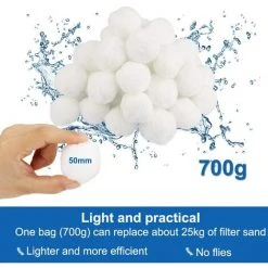 FVBJD Balles Filtrantes, Boules De Filtre De Piscine 500g, Alternative Pour 18kg De Sable Filtrant, Filtre Pour Piscine, Adaptent à Tous Les Filtres à Sable Ou Verre Existants, Bon Effet De Filtre -Pompe et filtre de piscine Soldes 58754850 3