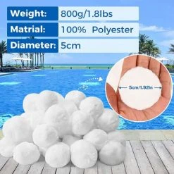FVBJD Balle Filtrante Piscine,800g Balles Filtrantes Pour Systèmes De Filtre A Sable Piscine Remplacer 29kg De Sable Filtration Piscine,Convient Aux Systèmes De Filtration Pour Piscine -Pompe et filtre de piscine Soldes 58754860 5
