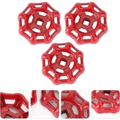 GALOZZOIT Volant De Vanne Poignée De Vanne En Fer Rouge Vanne à Boisseau Sphérique Vanne D'arrêt Robinet De Conduite D'eau Vanne Partie Supérieure Poignée 6x6mm 3 Pièces -Pompe et filtre de piscine Soldes 59853331 5