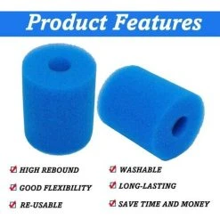 OUSUDELA Éponge De Filtre De Piscine Compatible Avec In-tex Type H, Filtre à Cartouche D'éponge Réutilisable Et Lavable Pour Hydromassage De Spa De Jacuzzi De Piscine 2 Pièces Bleu -Pompe et filtre de piscine Soldes 60209356 3