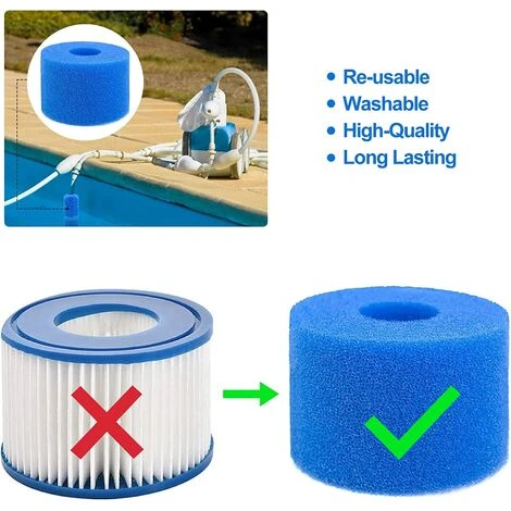 NAXUNNN Éponge Filtrante Type S1 Filtres De Piscine En Mousse, 6 Pièces Cartouche Filtrante RéUtilisable Et Lavable Pour Intex Type S1 6 NAXUNNN Éponge Filtrante Type S1 Filtres De Piscine En Mousse, 6 Pièces Cartouche Filtrante RéUtilisable Et Lavable Pour Intex Type S1 – Image 4