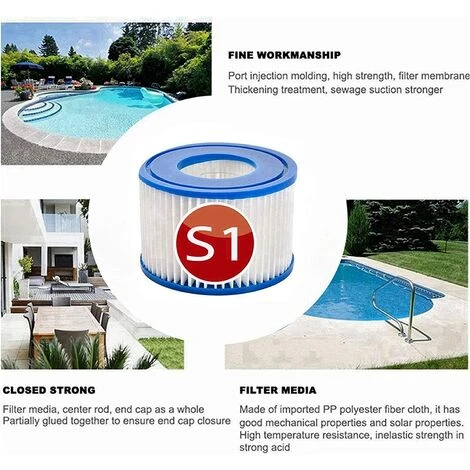 DECKON Lot De 4 Cartouches De Rechange S1 Pour Filtre De Piscine Intex 29001 - Pour Jardin Extérieur Type S1 PureSpa Easy Set - Cartouches Pour Filtre à Jacuzzi - Filtre S1 7 DECKON Lot De 4 Cartouches De Rechange S1 Pour Filtre De Piscine Intex 29001 - Pour Jardin Extérieur Type S1 PureSpa Easy Set - Cartouches Pour Filtre à Jacuzzi - Filtre S1 – Image 5