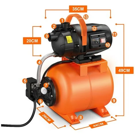 Pompe De Surpression Automatique TOPSHAK TS-WP3 800W 3600L/h 5 Pompe De Surpression Automatique TOPSHAK TS-WP3 800W 3600L/h – Image 3