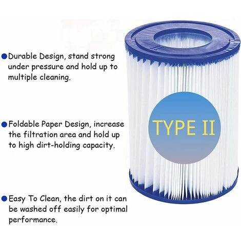 SINCèREETALI Lot De 2 Cartouches De Filtre De Piscine De Type II – Compatible Avec Les Filtres Bestway 58094 – Accessoires De Filtre De Piscine Gonflable De Rechange Pour Spa 6 SINCèREETALI Lot De 2 Cartouches De Filtre De Piscine De Type II – Compatible Avec Les Filtres Bestway 58094 – Accessoires De Filtre De Piscine Gonflable De Rechange Pour Spa – Image 4