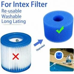 GroupM 8 Pièces Filtre De Purification De L'eau De Piscine éponge Colonne Bleu Filtre éponge Tube Réutilisable Et Lavable Mousse Filtre éponge -Pompe et filtre de piscine Soldes 63893279 3