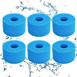 TINOR Éponge Filtrante Type S1, Cartouche De Filtre En Mousse, Mousse Pour Filtre Piscine, Réutilisables Et Lavables, Filtre En Mousse Pour Spa, Piscine, Jacuzzi (6, Bleu)