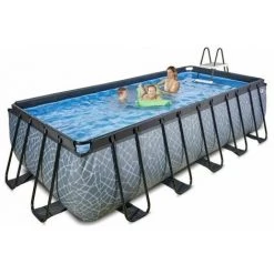 EXIT TOYS EXIT Stone Zwembad 540x250x122cm Met Zandfilterpomp - Grijs -Pompe et filtre de piscine Soldes 64076617 2
