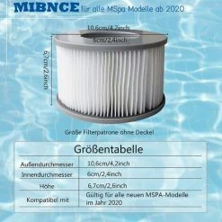 FUHUIDATRADING Lot De 8 Cartouches Filtrantes De Rechange Pour Piscine Gonflable Mspa, Jacuzzi -Pompe et filtre de piscine Soldes 64686077 4