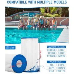 LIFCAUSAL Filtre De Piscine A Ou C (29000e/59900e) Pour Pompe De Piscine INTEX, Lot De 6 Cartouches De Filtre De Piscine, Filtres De Piscine De Type A/C Compatibles Avec Bestway, Piscines Hors Sol Summer Waves Et Pompes (blanc) -Pompe et filtre de piscine Soldes 65755948 2