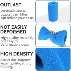 MERéTéET Éponge Filtrante Type A,Filtre De Piscine En Mousse,Filtre Éponge Cartouche,Mousse Pour Filtre Piscine Reutilisable,Filtre Spa Reutilisable (4pièces) -Pompe et filtre de piscine Soldes 65789214 3