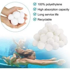 JUNJUN Boule Filtrante, Boule Filtrante De Piscine De 700 G, Remplace Le Filtre À Sable De 25 Kg, Filtre De Piscine, Convient À Tous Les Filtres À Sable Ou À Verre Existants, Bon Effet De Filtrage 10 JUNJUN Boule Filtrante, Boule Filtrante De Piscine De 700 G, Remplace Le Filtre À Sable De 25 Kg, Filtre De Piscine, Convient À Tous Les Filtres À Sable Ou À Verre Existants, Bon Effet De Filtrage -Pompe et filtre de piscine Soldes 66369832 4