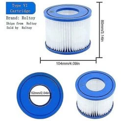 DONTODENT Filtre De Piscine 8 Pièces, Pour Cartouche De Pompe De Filtre Bestway Spa Type Vi, Filtres De Bain à Remous Pour Lay-z-spa, Pour Filtre Coleman Saluspa -Pompe et filtre de piscine Soldes 66402645 3