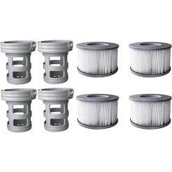 WAHAISON 4 Filtres + 4 Bases Cartouches Filtrantes Pour Piscines Gonflables MSPA - Adaptateur De Base Vissable Pour Cartouche Filtrante MSPA - Kit De Mise à Niveau - Filtre Pour Sous-marins Et Spa Chauds