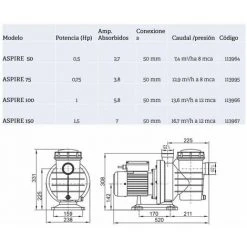 AQUALLICE Bomba Piscina Aspire 50 | Puissance: 0,50 HP -Pompe et filtre de piscine Soldes 67399426 2
