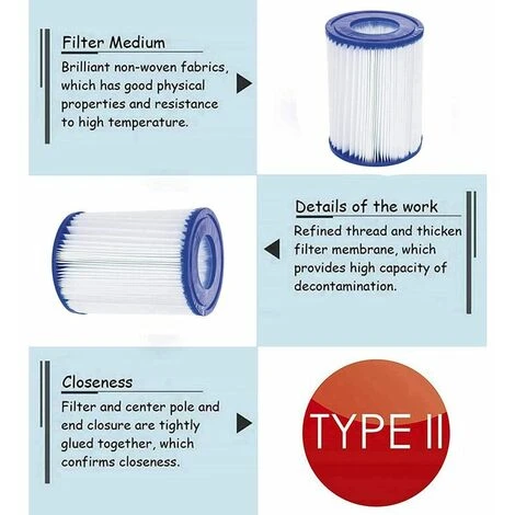 FLYME 4 Cartouches De Filtre De Piscine Type II - For Bestway De Type Ii - Convient Pour Bestway 58383 58387 - Cartouche Filtrante Pour Piscine Bestway 530/800 Gal/h. 5 FLYME 4 Cartouches De Filtre De Piscine Type II - For Bestway De Type Ii - Convient Pour Bestway 58383 58387 - Cartouche Filtrante Pour Piscine Bestway 530/800 Gal/h. – Image 3