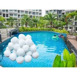 Boules De Filtre De Piscine, Balles Filtrantes,Média Filtre à Fibres Pour Piscine Filtres à Sable Filtrage De L'eau. (Blanc),Tanètue -Pompe et filtre de piscine Soldes 67651319 5