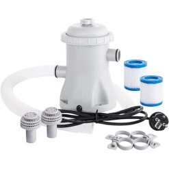 SUPERSELLER Jardin Piscine Pompe De Filtration De Piscine 330 GPH Pompe à Eau électrique Pour Pataugeoire Avec 2 Cartouches De Filtre De Piscine Pompes De Piscine Hors Sol Petite Pompe De Filtration De Piscine